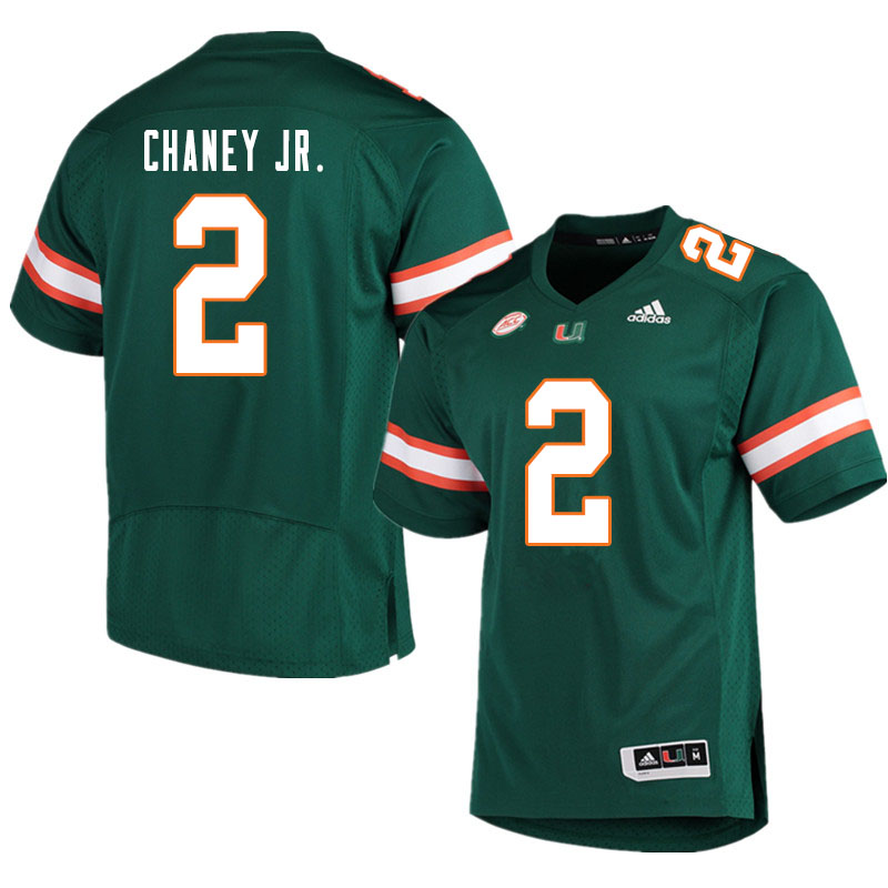 Men #2 Donald Chaney Jr. Miami Hurricanes College Football Jerseys Sale-Green